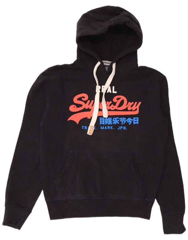 SUPERDRY Mens Graphic Hoodie Jumper Medium Black Cotton
