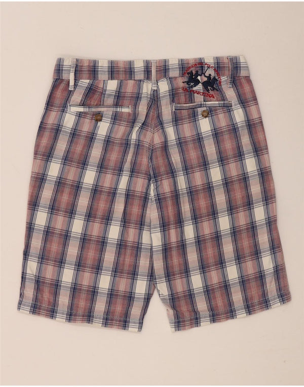 La Martina Mens Chino Shorts W31 Medium  Red Check Cotton