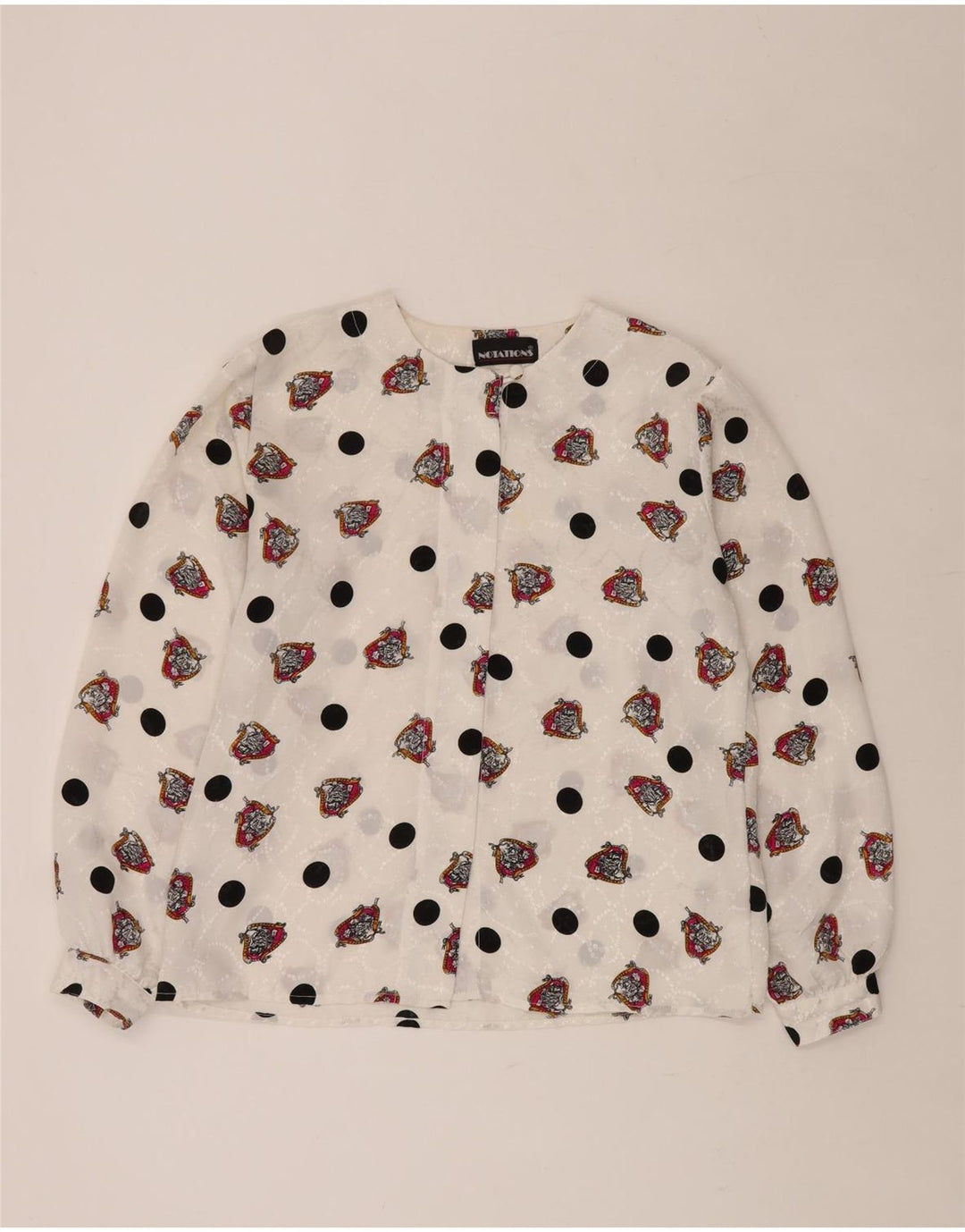 NOTATIONS Womens Abstract Pattern Shirt Blouse UK 16 Large White Polyester