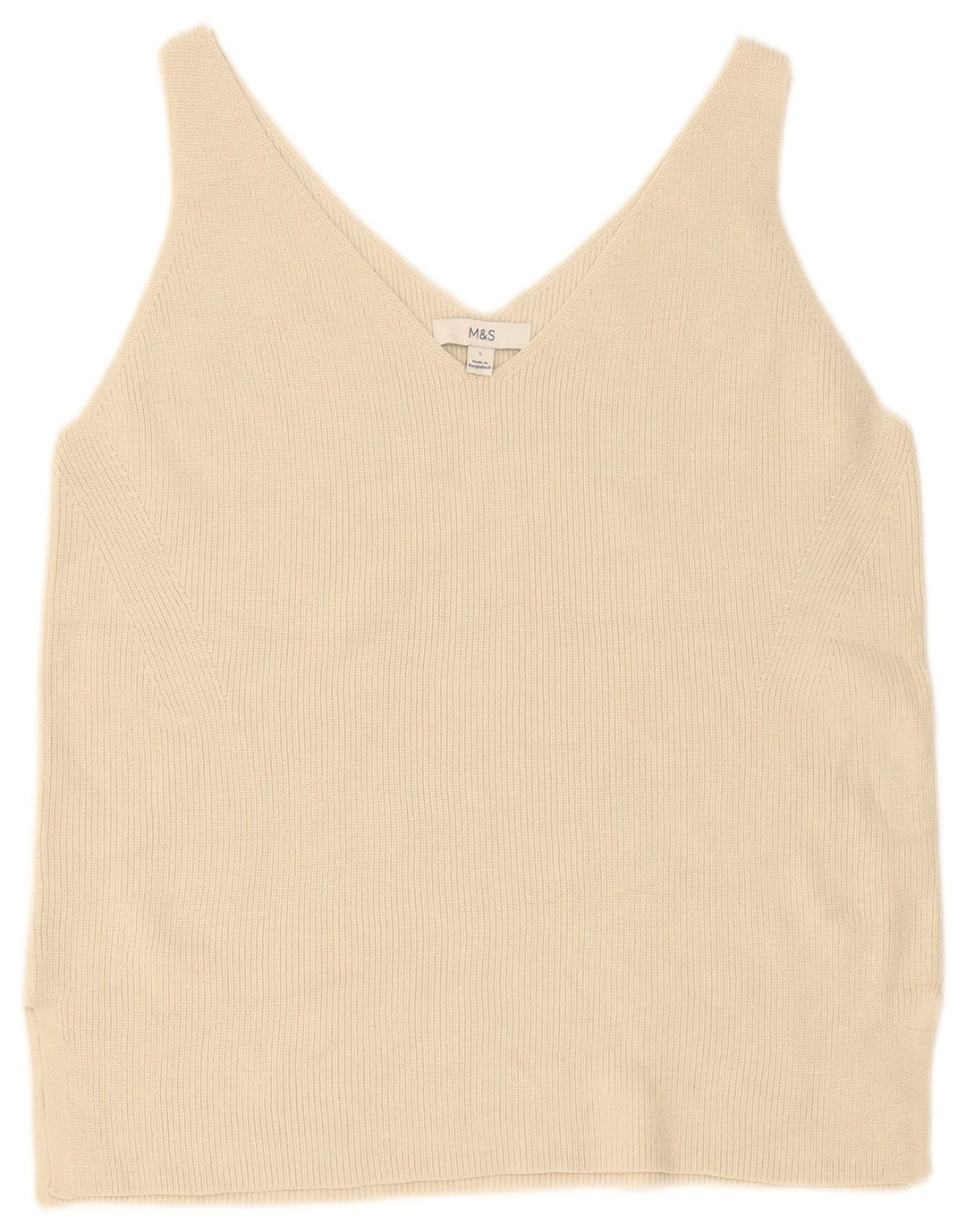 Marks & Spencer Womens Vest Top UK 16 Large Beige Cotton