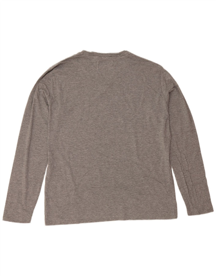 REPLAY Mens Graphic Top Long Sleeve Large Grey Cotton