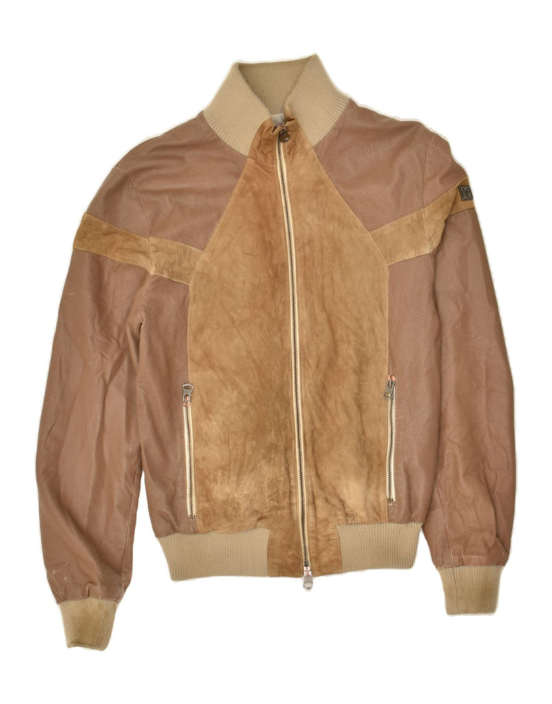 VERA PELLE Mens Bomber Leather Jacket IT 46 Small Brown Leather Vintage Vera Pelle and Second-Hand Vera Pelle from Messina Hembry 