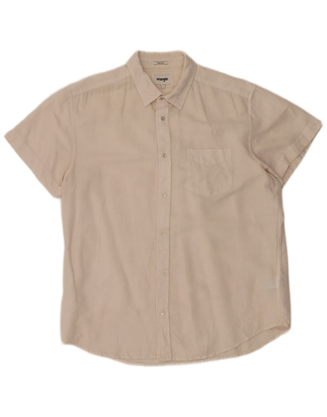 Wrangler Mens Short Sleeve Regular Fit Shirt Large Off White Linen