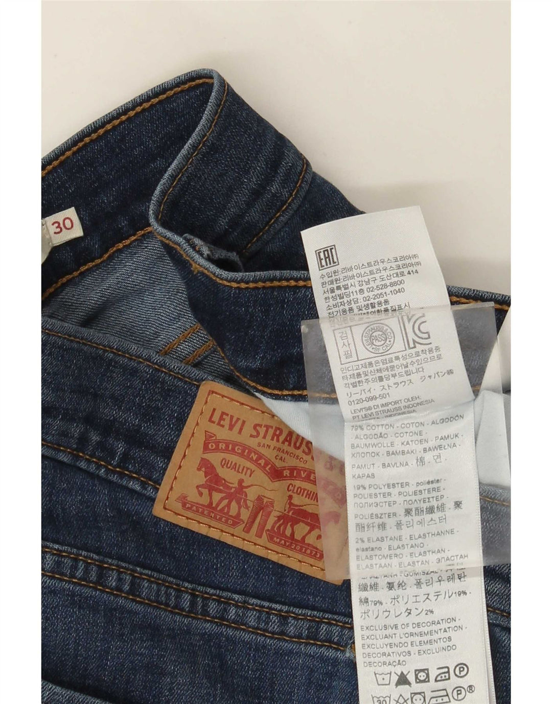 Levi's Womens 314 Shaping Straight Jeans W30 L32 Blue Cotton