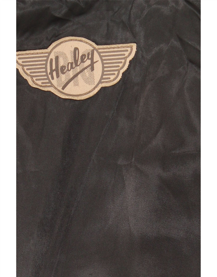 Vintage Mens Leather Waistcoat Large Black Patchwork