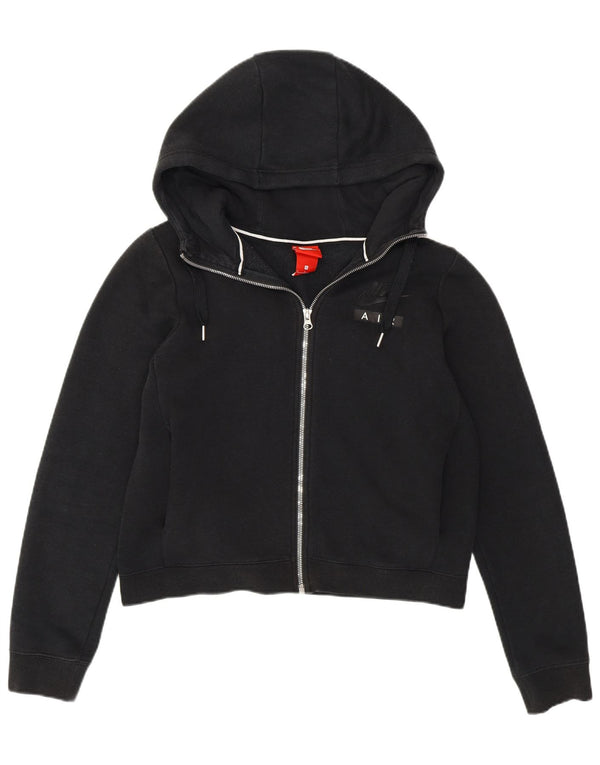 Nike Womens Oversized Crop Zip Hoodie Sweater UK 10 Small Black Cotton