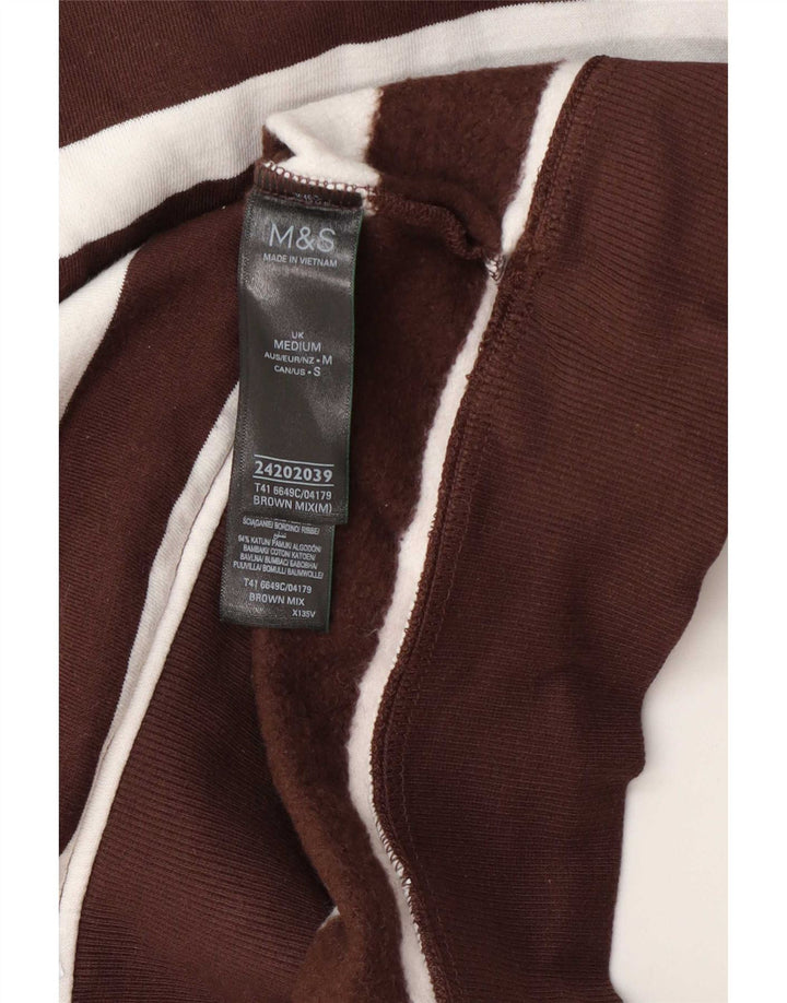 Marks & Spencer Womens Sweatshirt Jumper UK 12 Medium Brown Striped