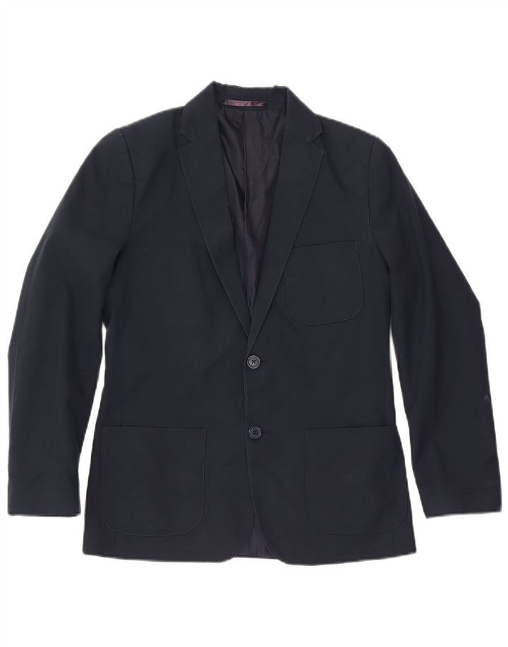 Marks & Spencer Boys 2 Button Blazer Jacket 13-14 Years Navy Blue Polyester
