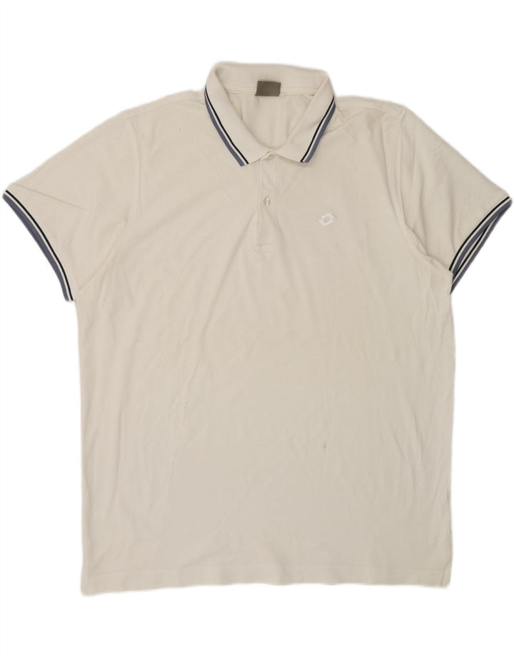 LOTTO Mens Polo Shirt 3XL White Cotton