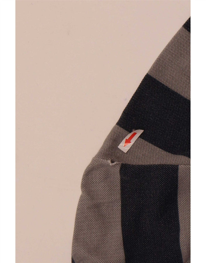 Crew Clothing Mens Zip Neck Sweatshirt Jumper Medium Grey Striped