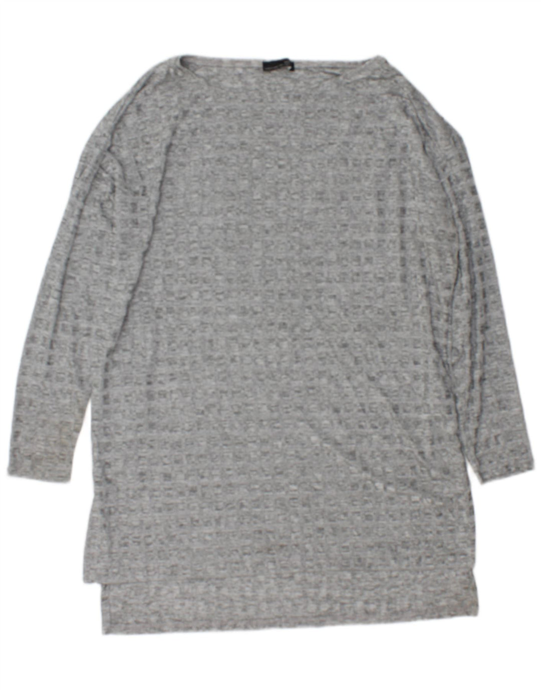 Zara Womens Long Sleeve Tunic Top UK 16 Large Grey Flecked Polyester