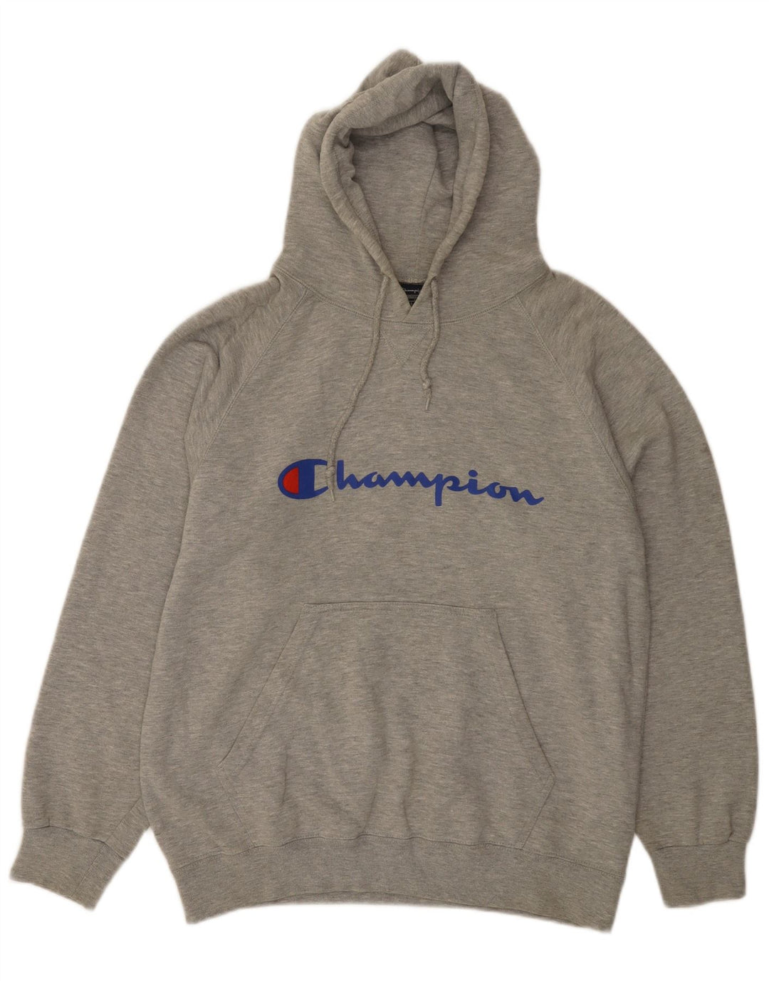 Champion Mens Graphic Hoodie Jumper Large Grey Cotton