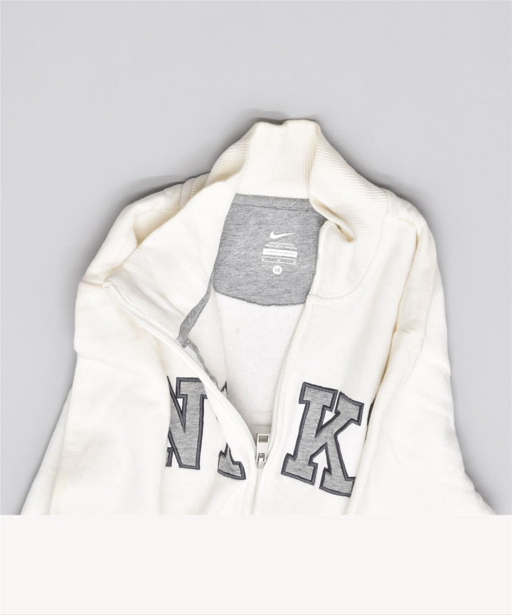 NIKE Womens Tracksuit Top Jacket UK 12 Medium White Cotton
