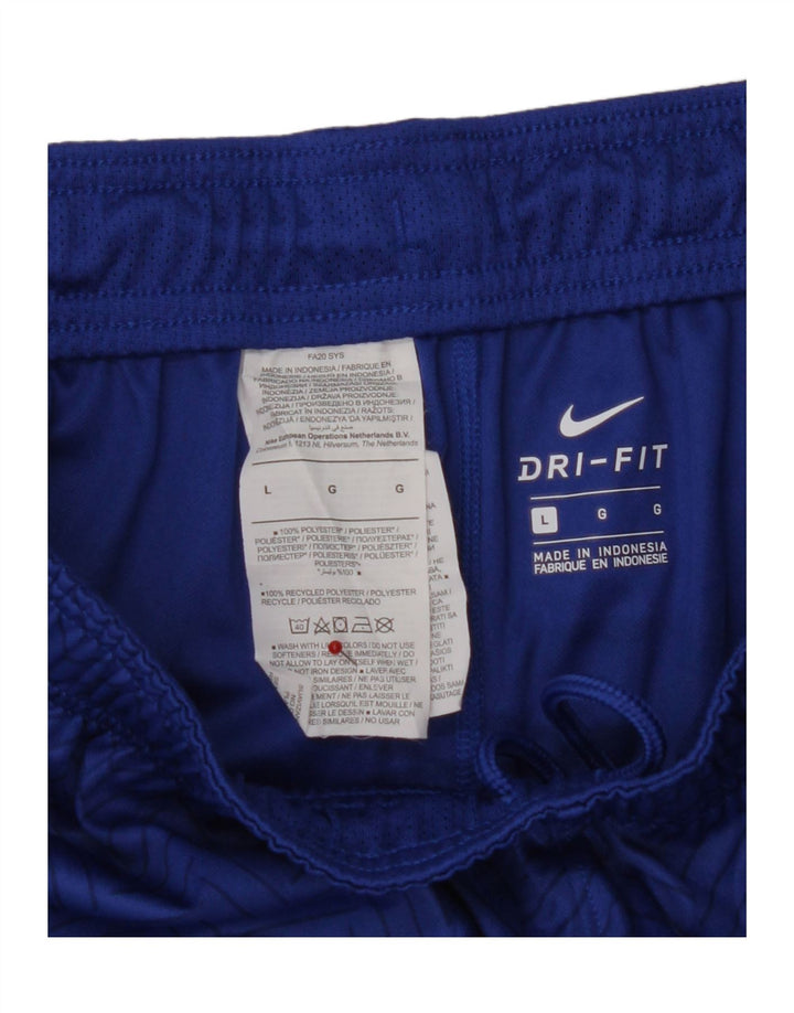Nike Mens Dri Fit Graphic Sport Shorts Large  Blue Colourblock Polyester