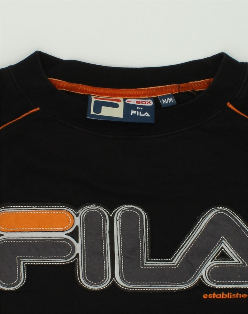 FILA Boys Graphic Sweatshirt Jumper 12-13 Years Medium Black Cotton | Vintage Fila | Thrift | Second-Hand Fila | Used Clothing | Messina Hembry 