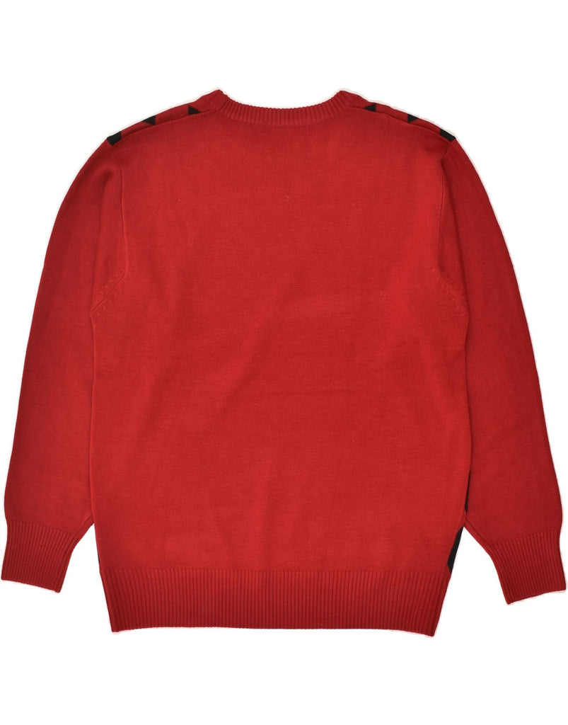VINTAGE Mens Crew Neck Jumper Sweater Large Red Argyle/Diamond Wool | Vintage Vintage | Thrift | Second-Hand Vintage | Used Clothing | Messina Hembry 