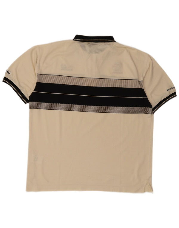 Lotto Mens Graphic Polo Shirt UK 42/44 XL Off White Striped Polyester