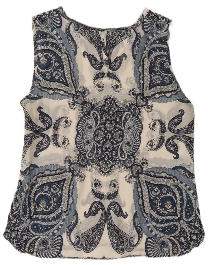Massimo Dutti Womens Sleeveless Blouse Top UK 14 Medium Navy Blue Paisley
