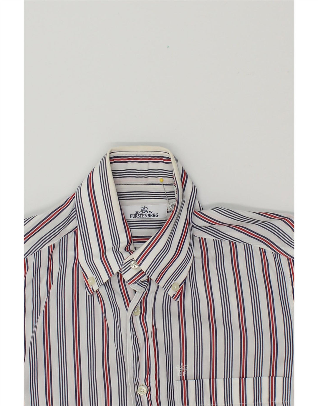 EGON FURSTENBERG Mens Shirt Size 38  15 Medium Navy Blue Striped Cotton Vintage Egon Furstenberg and Second-Hand Egon Furstenberg from Messina Hembry 