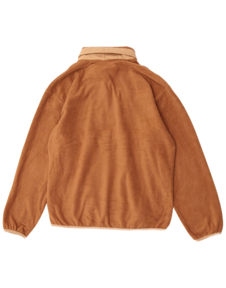 Columbia Mens Zip Neck Fleece Jumper Medium Brown Colourblock Polyester