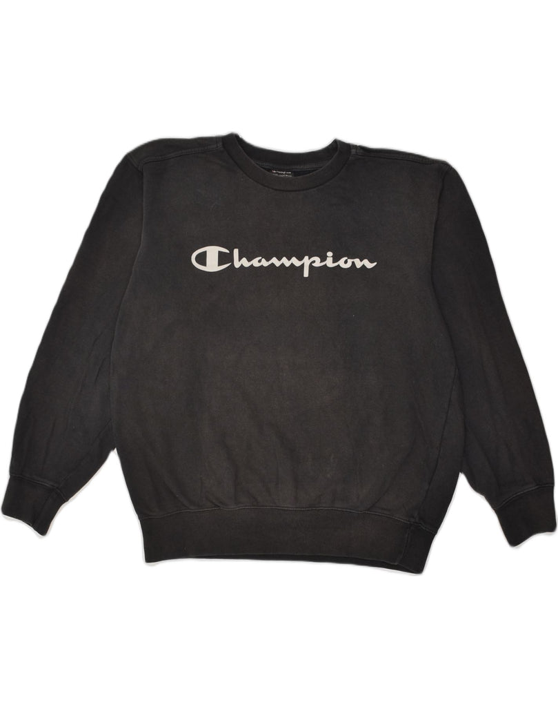 CHAMPION Mens Graphic Sweatshirt Jumper Large Black Cotton | Vintage Champion | Thrift | Second-Hand Champion | Used Clothing | Messina Hembry 