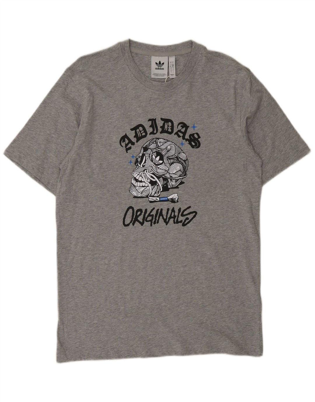 ADIDAS Mens Graphic T-Shirt Top Small Grey Flecked Cotton