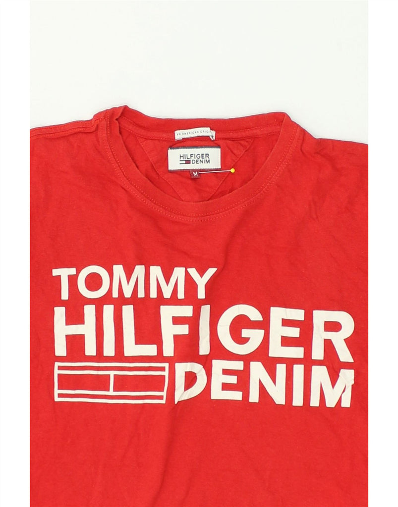 TOMMY HILFIGER Mens Graphic T-Shirt Top Medium Red Cotton | Vintage Tommy Hilfiger | Thrift | Second-Hand Tommy Hilfiger | Used Clothing | Messina Hembry 