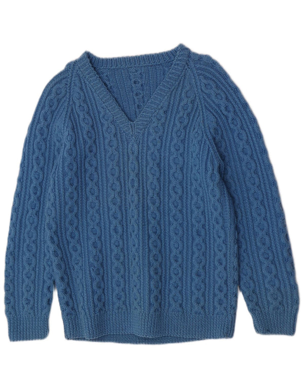 Vintage Womens Regular Fit V-Neck Jumper Sweater UK 18 XL Blue