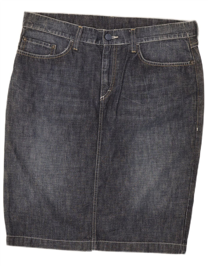 MUSTANG Womens Denim Skirt W34 Large  Navy Blue