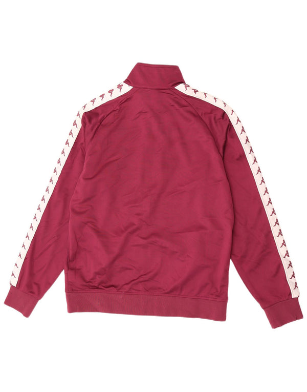 Kappa Womens Graphic Tracksuit Top Jacket UK 16 Large Burgundy Colourblock