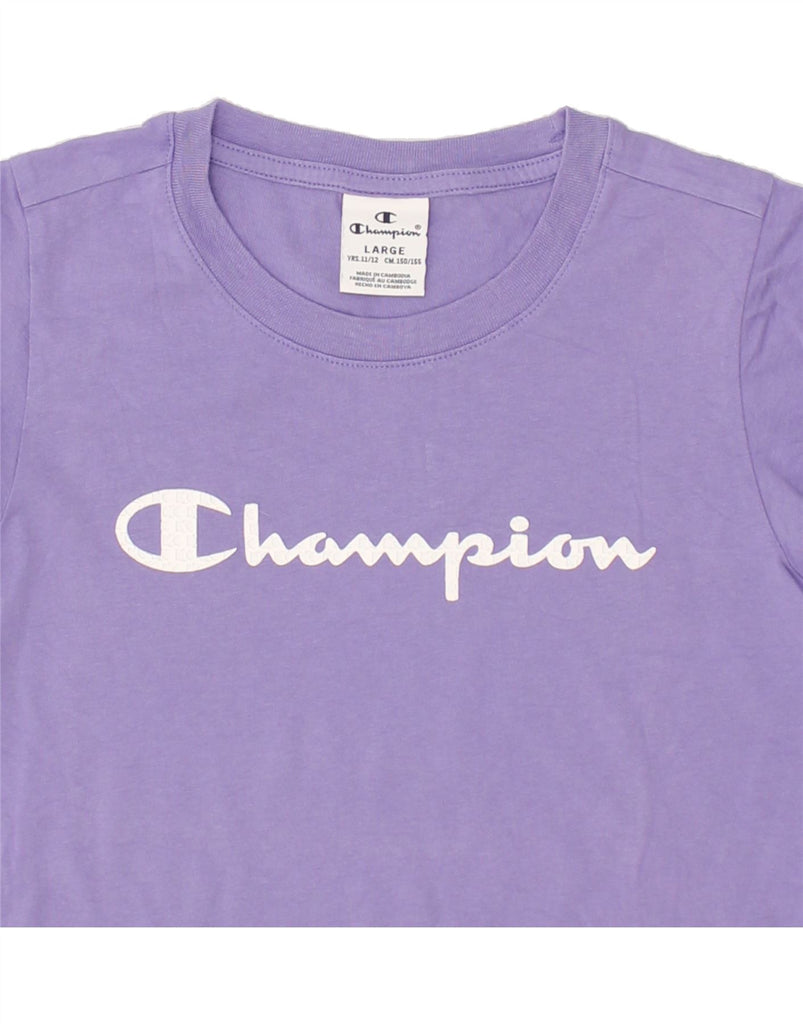 CHAMPION Girls Graphic T-Shirt Top 11-12 Years Large Purple | Vintage Champion | Thrift | Second-Hand Champion | Used Clothing | Messina Hembry 