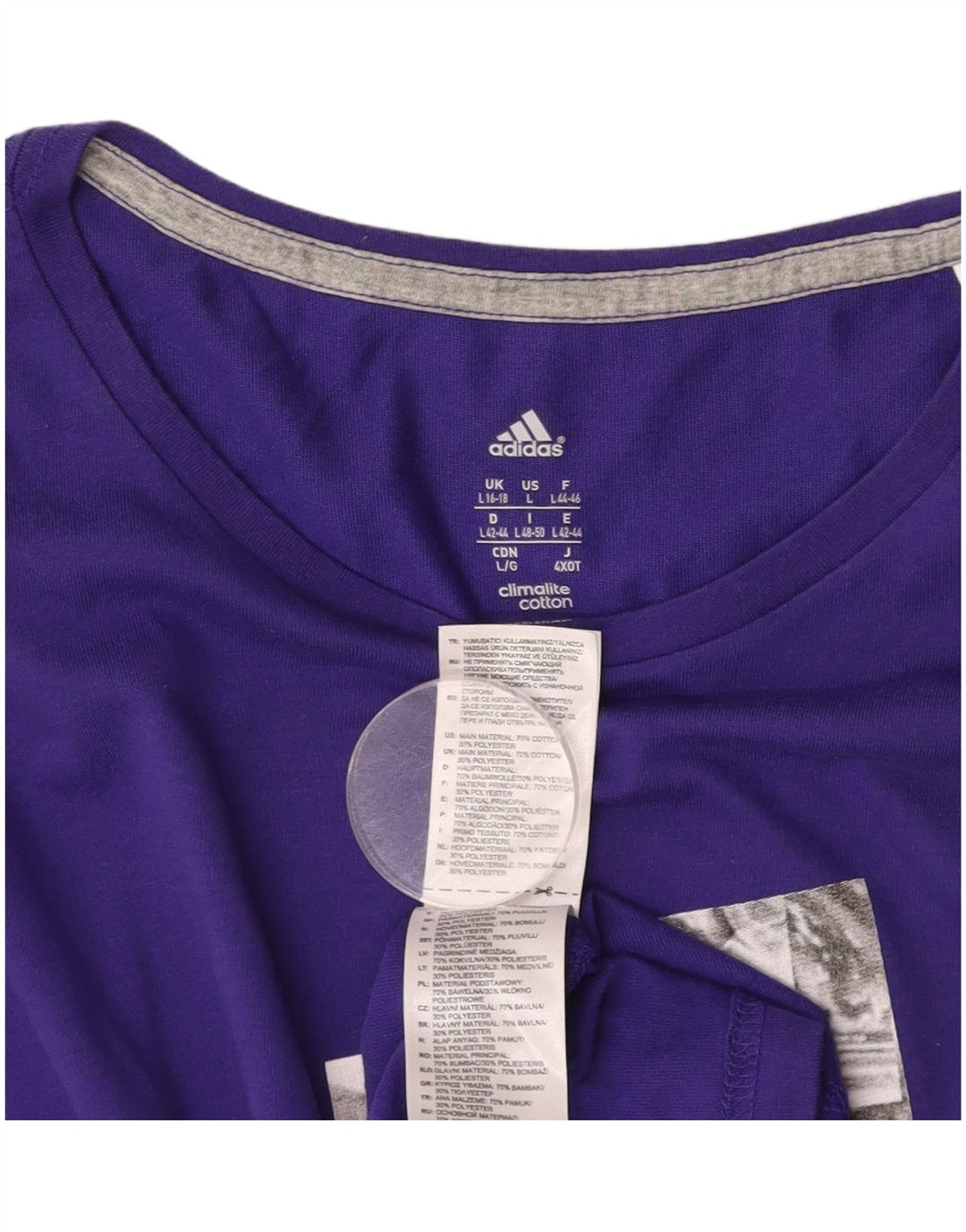 ADIDAS Womens Climalite Graphic T-Shirt Top UK 16/18 Large Purple Cotton