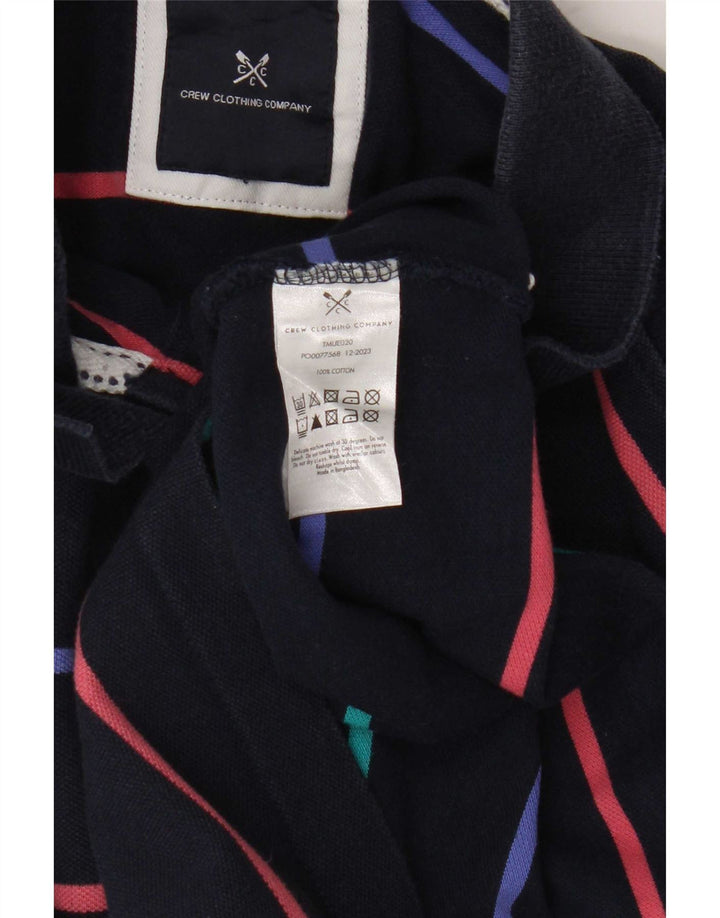 Crew Clothing Mens Polo Shirt Medium Navy Blue Striped Cotton