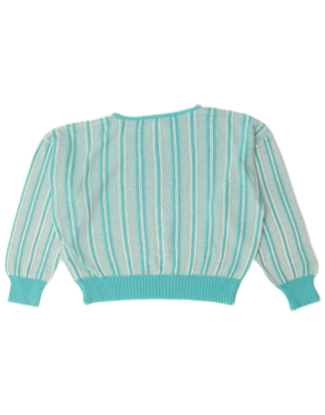 VINTAGE Womens Boat Neck Jumper Sweater UK 12 Medium Turquoise Paisley