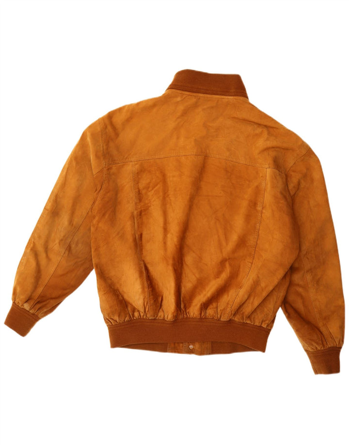 Vintage Mens Suede Bomber Jacket EU 52 XL Beige Leather