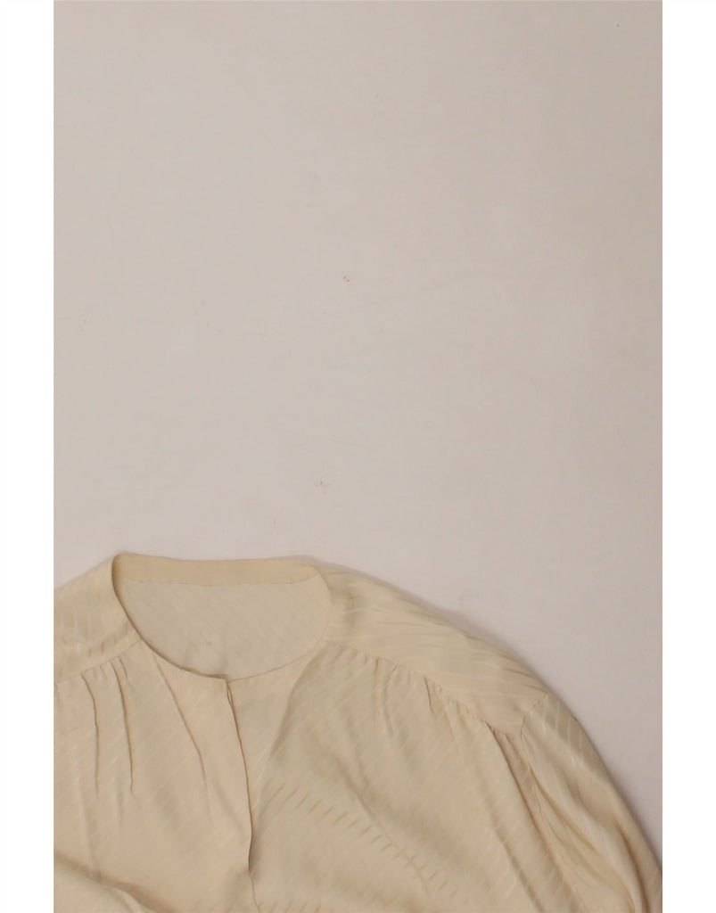 VINTAGE Womens Long Sleeve Shirt Blouse UK 14 Medium Off White Striped Vintage Vintage and Second-Hand Vintage from Messina Hembry 