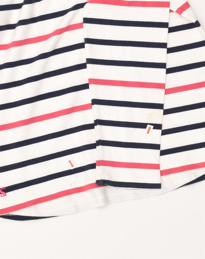 JOULES Womens Premium Top Long Sleeve UK 10 Small White Striped Cotton | Vintage Joules | Thrift | Second-Hand Joules | Used Clothing | Messina Hembry 