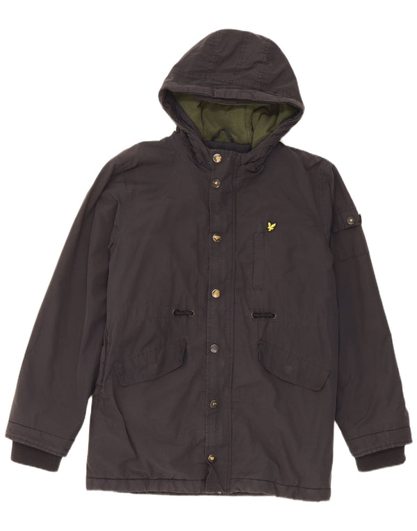 Lyle & Scott Boys Hooded Windbreaker Coat 14-15 Years Black Cotton