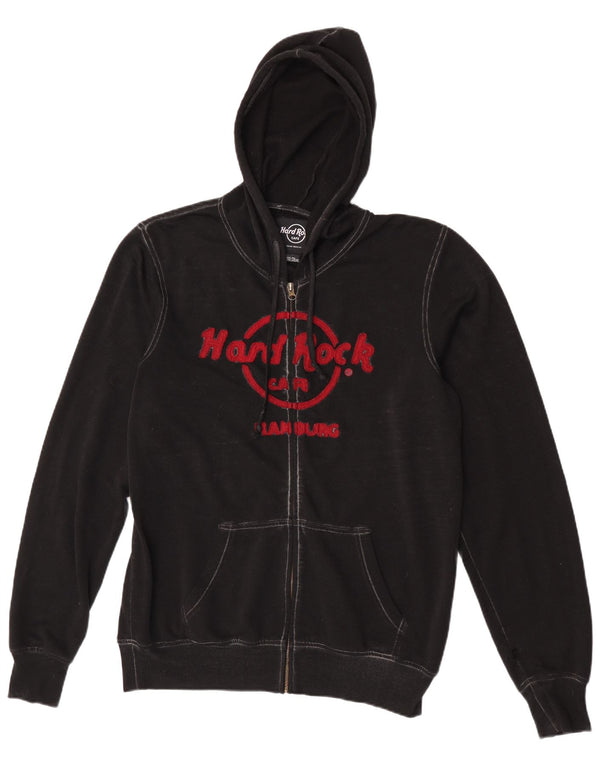 Hard Rock Cafe Mens Hamburg Graphic Zip Hoodie Sweater Medium Black Cotton