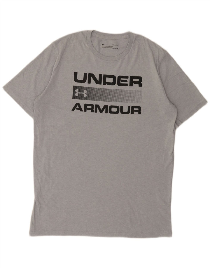 Under Armour Mens Heat Gear Graphic T-Shirt Top Medium Grey Flecked Cotton