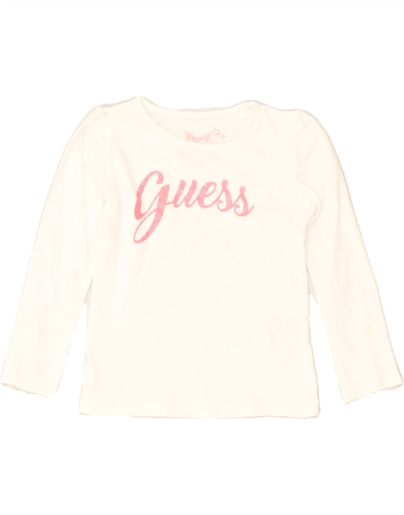 GUESS Girls Graphic Top Long Sleeve 2-3 Years White Cotton | Vintage Guess | Thrift | Second-Hand Guess | Used Clothing | Messina Hembry 