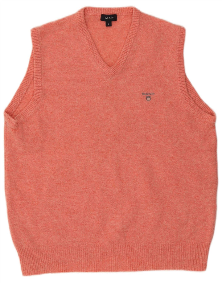 Gant Mens Vest Tank Top Large Pink Wool