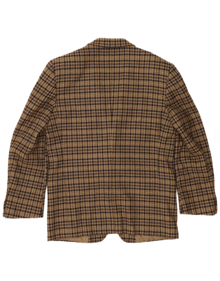 Luigi Botto Mens 2 Button Blazer Jacket UK 40 Large Brown Houndstooth Wool