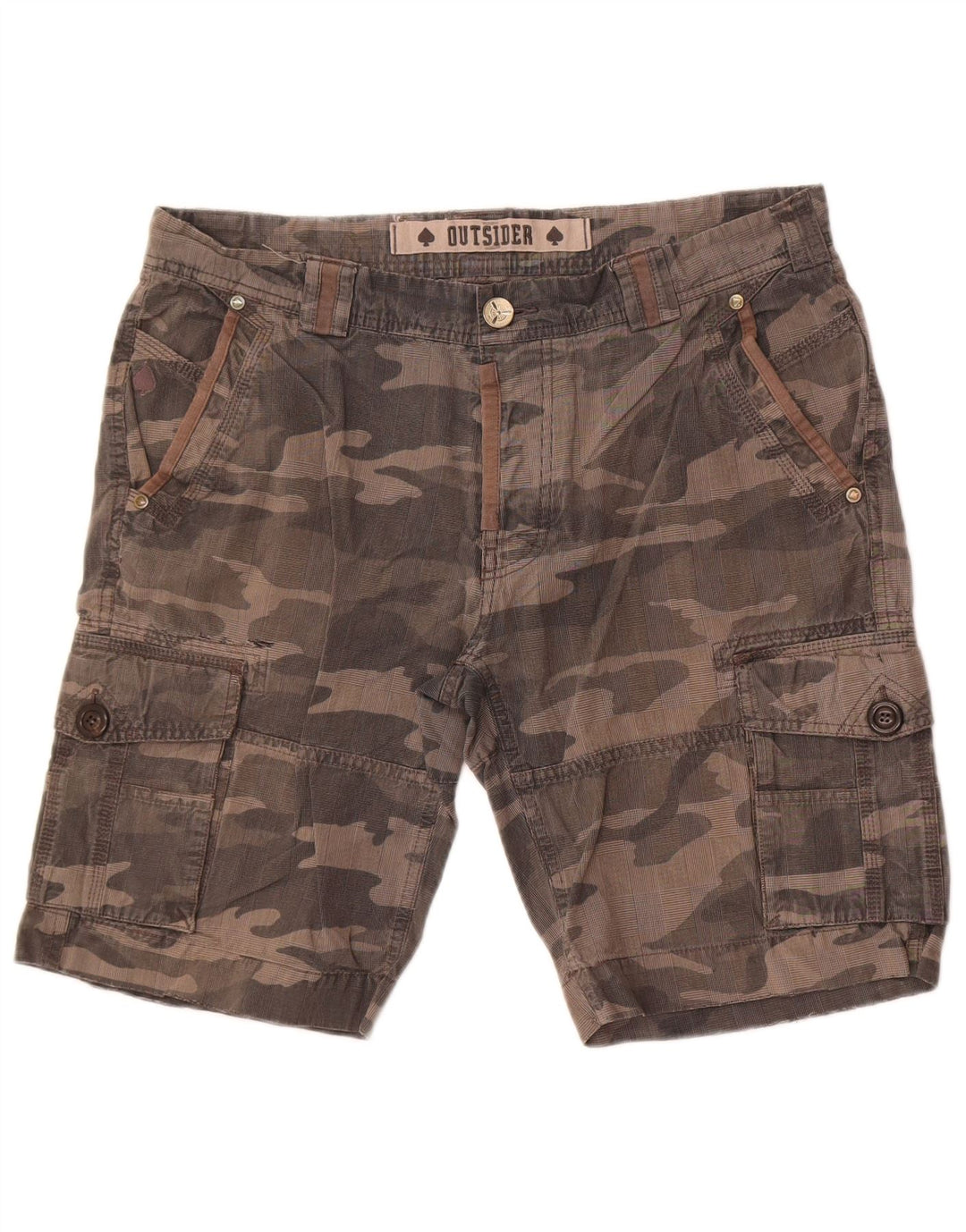 Outsider Mens Cargo Shorts W34 Large Grey Camouflage Cotton