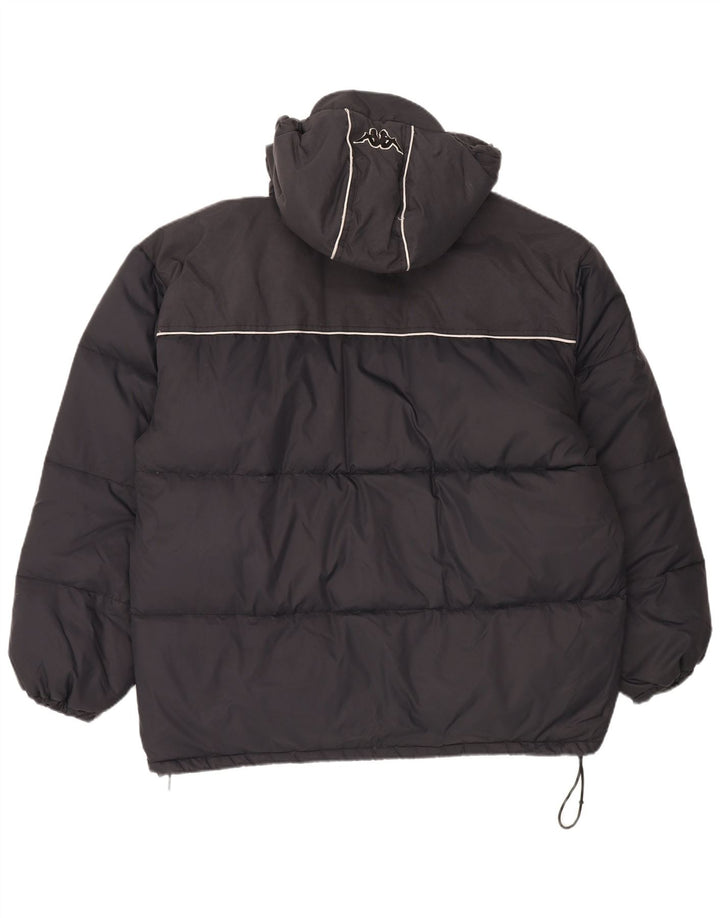 Kappa Mens Hooded Padded Jacket UK 44 2XL Black Nylon