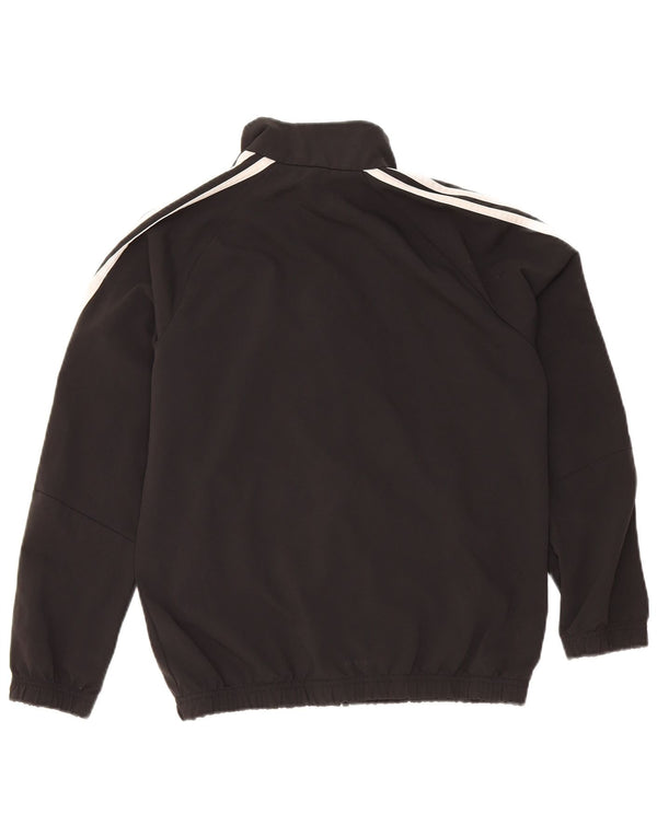 ADIDAS Boys Tracksuit Top Jacket 11-12 Years Black Polyester