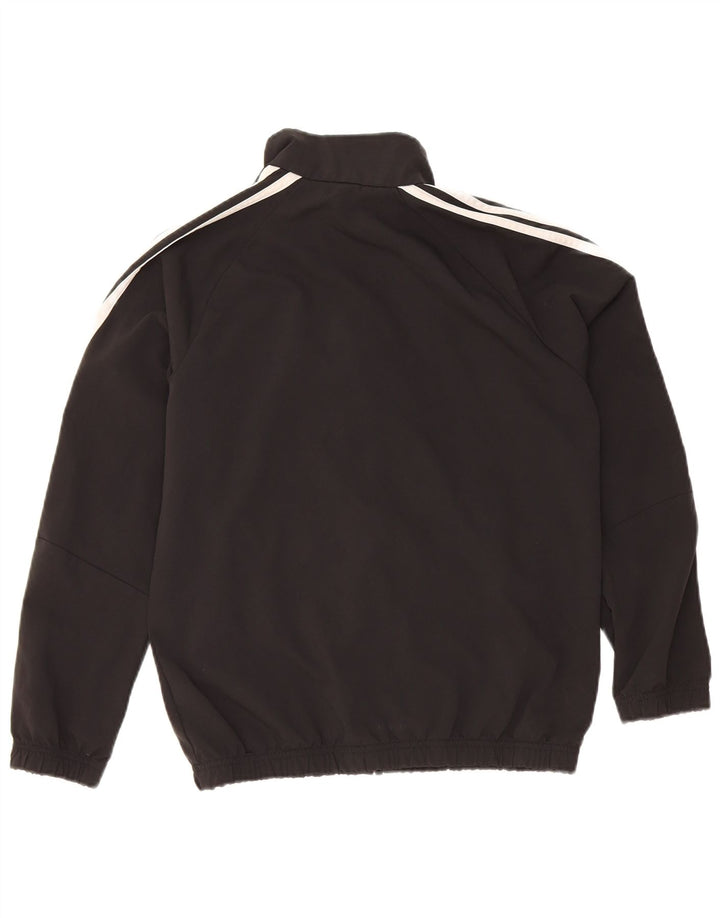 ADIDAS Boys Tracksuit Top Jacket 11-12 Years Black Polyester