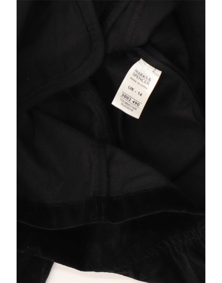 Marks & Spencer Womens 3 Button Velvet Blazer Jacket UK 14 Medium Black