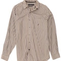 Nautica Mens Shirt Medium Grey Striped Cotton