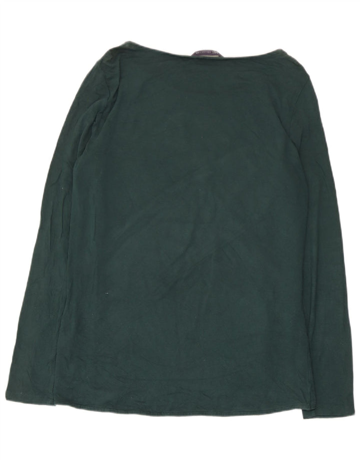 Marks & Spencer Womens Top Long Sleeve UK 12 Medium Green Paisley Viscose